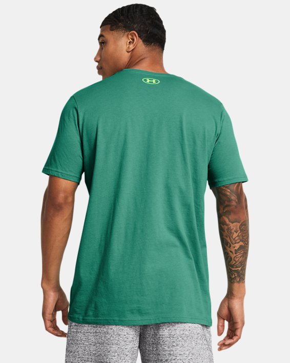 เสื้อแขนสั้น UA Wordmark สำหรับผู้ชาย in Green image number 1